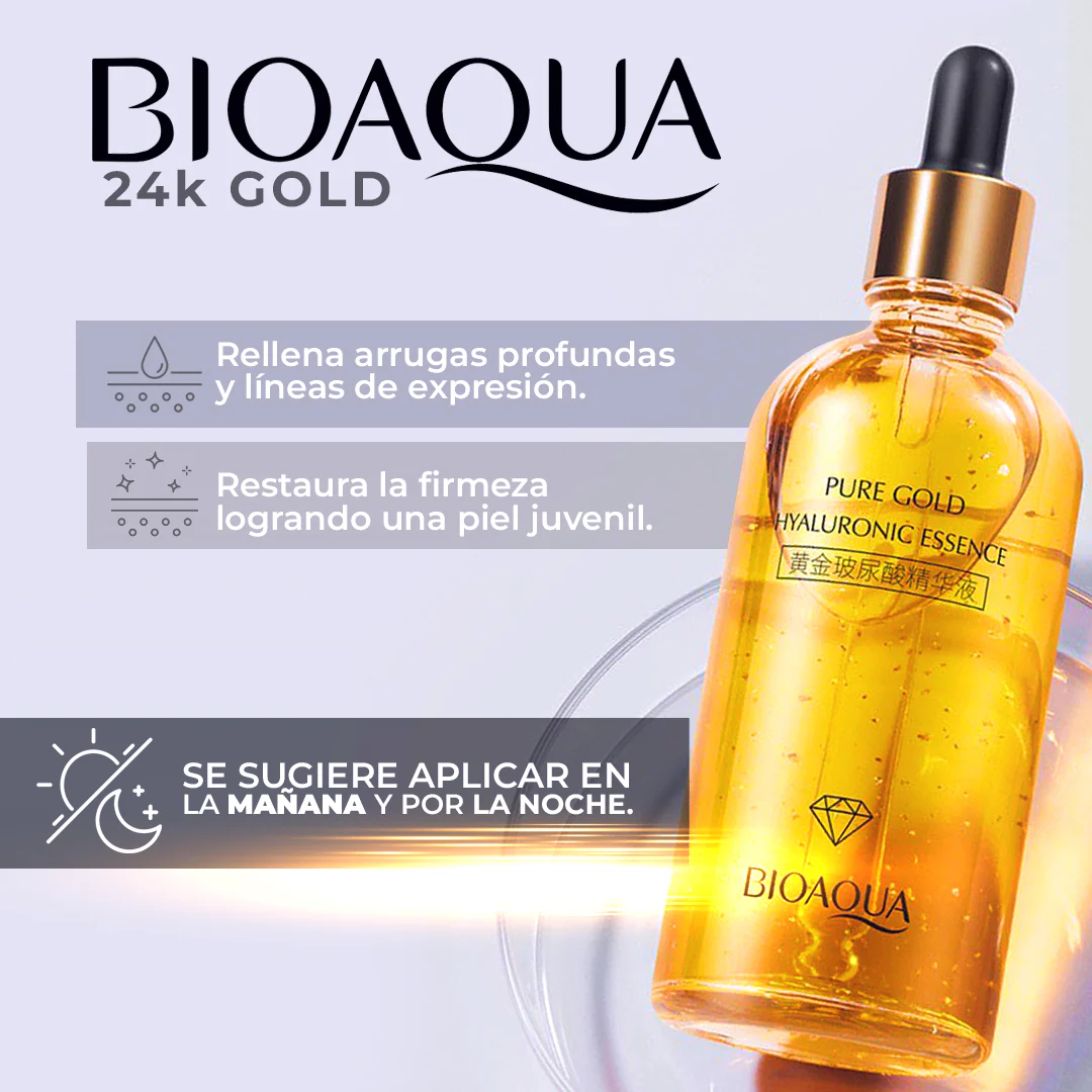 BIOAQUA ACIDO HIALURONICO CON ORO 24K + REGALO CAJA HILOS MAGICOS